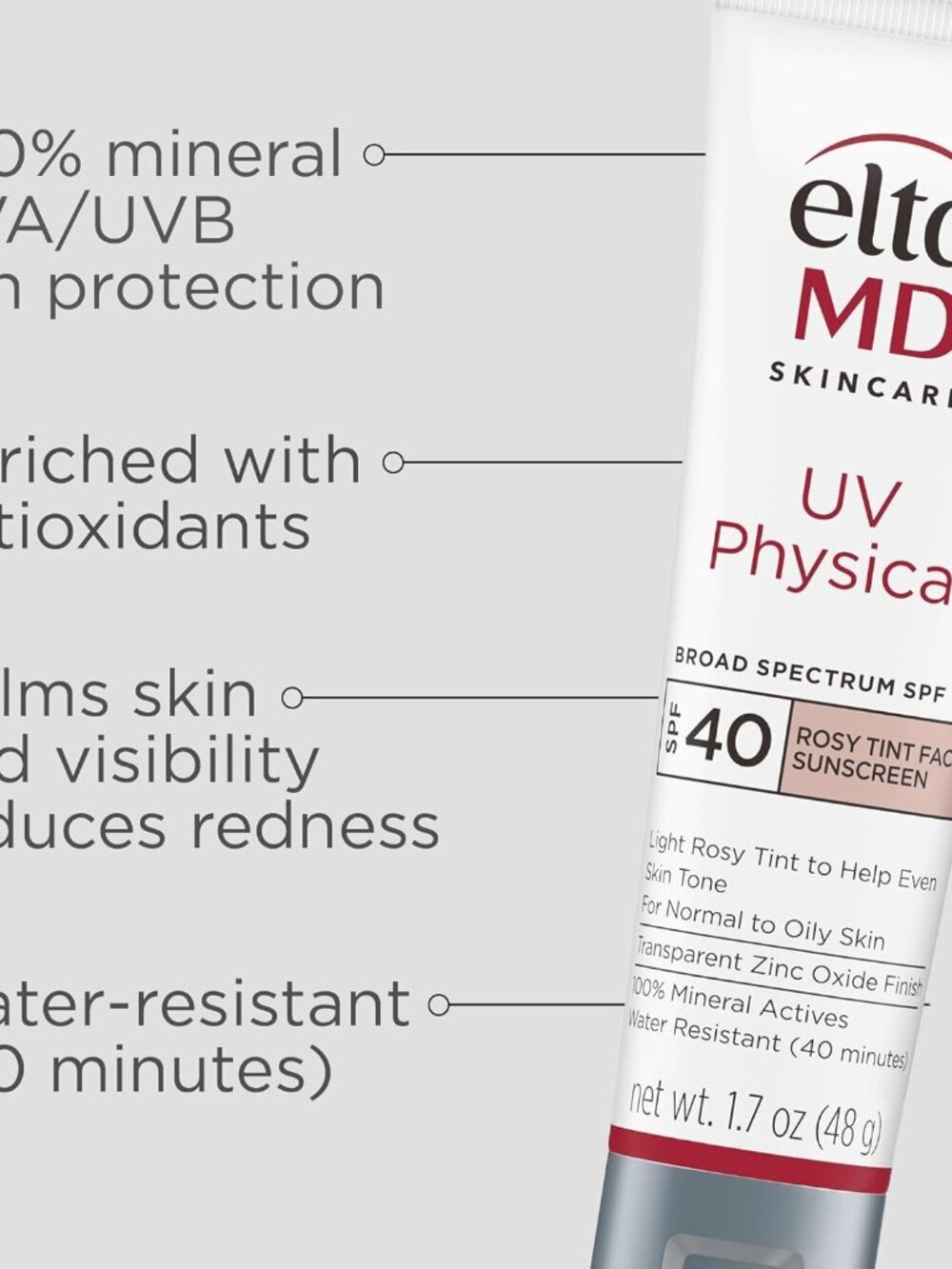 EltaMD UV Physical SPF 40 Rosy Tinted Mineral Face Sunscreen 1.7oz New - Picture 4 of 8
